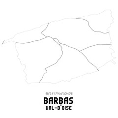 BARBAS Val-d'Oise. Minimalistic street map with black and white lines.