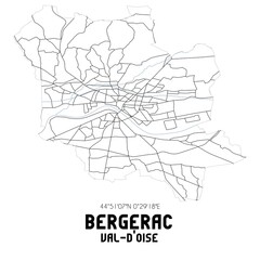 BERGERAC Val-d'Oise. Minimalistic street map with black and white lines.