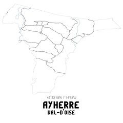 AYHERRE Val-d'Oise. Minimalistic street map with black and white lines.