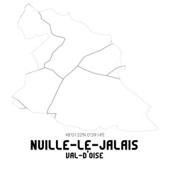 NUILLE-LE-JALAIS Val-d'Oise. Minimalistic street map with black and white lines.