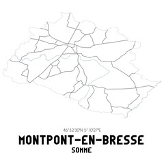 MONTPONT-EN-BRESSE Somme. Minimalistic street map with black and white lines.