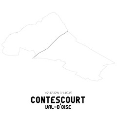 CONTESCOURT Val-d'Oise. Minimalistic street map with black and white lines.