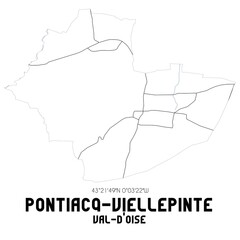 PONTIACQ-VIELLEPINTE Val-d'Oise. Minimalistic street map with black and white lines.