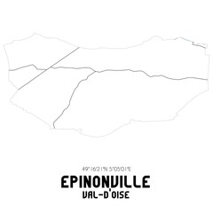 EPINONVILLE Val-d'Oise. Minimalistic street map with black and white lines.