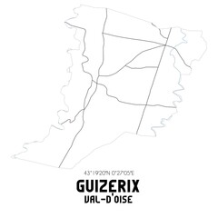 GUIZERIX Val-d'Oise. Minimalistic street map with black and white lines.