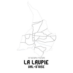 LA LAUPIE Val-d'Oise. Minimalistic street map with black and white lines.