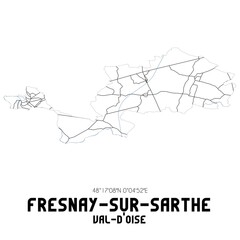 FRESNAY-SUR-SARTHE Val-d'Oise. Minimalistic street map with black and white lines.
