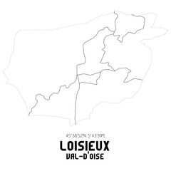 LOISIEUX Val-d'Oise. Minimalistic street map with black and white lines.