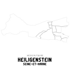 HEILIGENSTEIN Seine-et-Marne. Minimalistic street map with black and white lines.