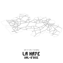 LA HAYE Val-d'Oise. Minimalistic street map with black and white lines.