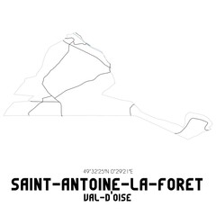 SAINT-ANTOINE-LA-FORET Val-d'Oise. Minimalistic street map with black and white lines.