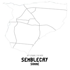 SEMBLECAY Somme. Minimalistic street map with black and white lines.