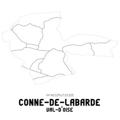 CONNE-DE-LABARDE Val-d'Oise. Minimalistic street map with black and white lines.