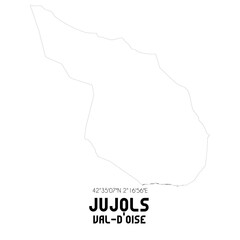 JUJOLS Val-d'Oise. Minimalistic street map with black and white lines.