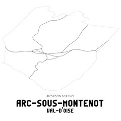 ARC-SOUS-MONTENOT Val-d'Oise. Minimalistic street map with black and white lines.