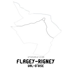 FLAGEY-RIGNEY Val-d'Oise. Minimalistic street map with black and white lines.