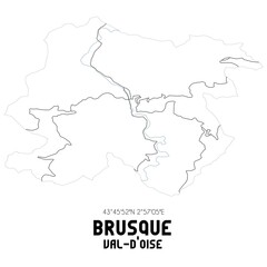 BRUSQUE Val-d'Oise. Minimalistic street map with black and white lines.