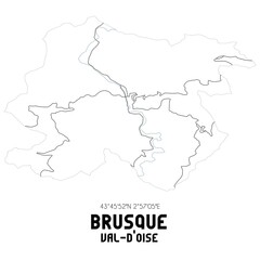 Fototapeta premium BRUSQUE Val-d'Oise. Minimalistic street map with black and white lines.