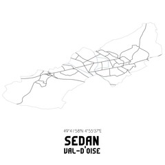 SEDAN Val-d'Oise. Minimalistic street map with black and white lines.
