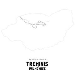 TREMINIS Val-d'Oise. Minimalistic street map with black and white lines.