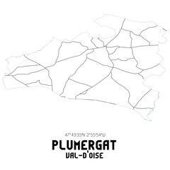 PLUMERGAT Val-d'Oise. Minimalistic street map with black and white lines.