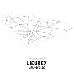 LIEUREY Val-d'Oise. Minimalistic street map with black and white lines.