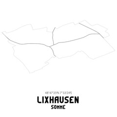 LIXHAUSEN Somme. Minimalistic street map with black and white lines.