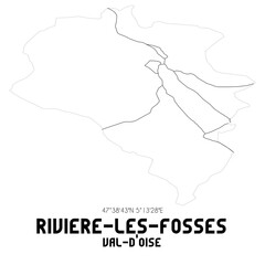 RIVIERE-LES-FOSSES Val-d'Oise. Minimalistic street map with black and white lines.