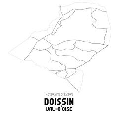 DOISSIN Val-d'Oise. Minimalistic street map with black and white lines.