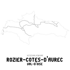 ROZIER-COTES-D'AUREC Val-d'Oise. Minimalistic street map with black and white lines.