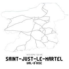 SAINT-JUST-LE-MARTEL Val-d'Oise. Minimalistic street map with black and white lines.