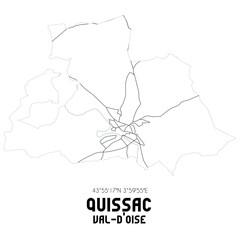 QUISSAC Val-d'Oise. Minimalistic street map with black and white lines.