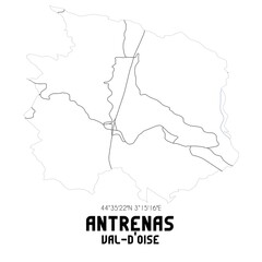 ANTRENAS Val-d'Oise. Minimalistic street map with black and white lines.