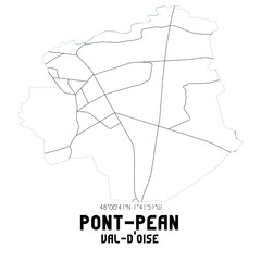 PONT-PEAN Val-d'Oise. Minimalistic street map with black and white lines.