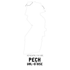 PECH Val-d'Oise. Minimalistic street map with black and white lines.