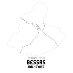 BESSAS Val-d'Oise. Minimalistic street map with black and white lines.