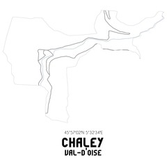 CHALEY Val-d'Oise. Minimalistic street map with black and white lines.