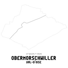 OBERMORSCHWILLER Val-d'Oise. Minimalistic street map with black and white lines.