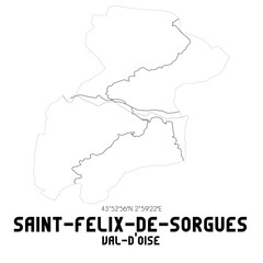 SAINT-FELIX-DE-SORGUES Val-d'Oise. Minimalistic street map with black and white lines.
