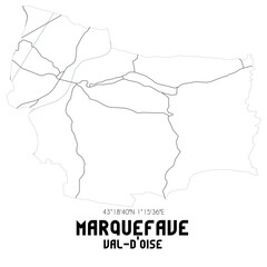 MARQUEFAVE Val-d'Oise. Minimalistic street map with black and white lines.