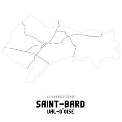 SAINT-BARD Val-d'Oise. Minimalistic street map with black and white lines.