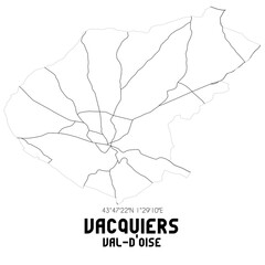 VACQUIERS Val-d'Oise. Minimalistic street map with black and white lines.