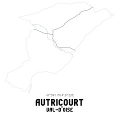 AUTRICOURT Val-d'Oise. Minimalistic street map with black and white lines.