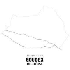 GOUDEX Val-d'Oise. Minimalistic street map with black and white lines.