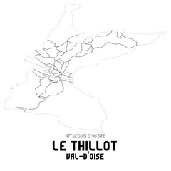 LE THILLOT Val-d'Oise. Minimalistic street map with black and white lines.