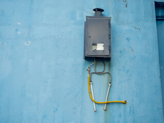 Gas column on the wall. Home water heating equipment.