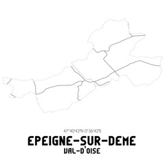 EPEIGNE-SUR-DEME Val-d'Oise. Minimalistic street map with black and white lines.