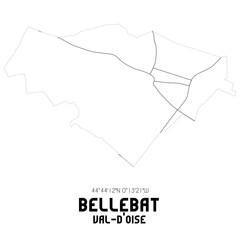 BELLEBAT Val-d'Oise. Minimalistic street map with black and white lines.