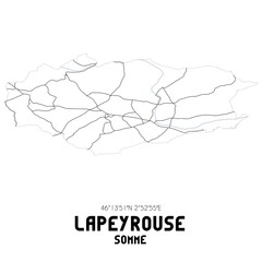 LAPEYROUSE Somme. Minimalistic street map with black and white lines.