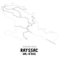 RAYSSAC Val-d'Oise. Minimalistic street map with black and white lines.